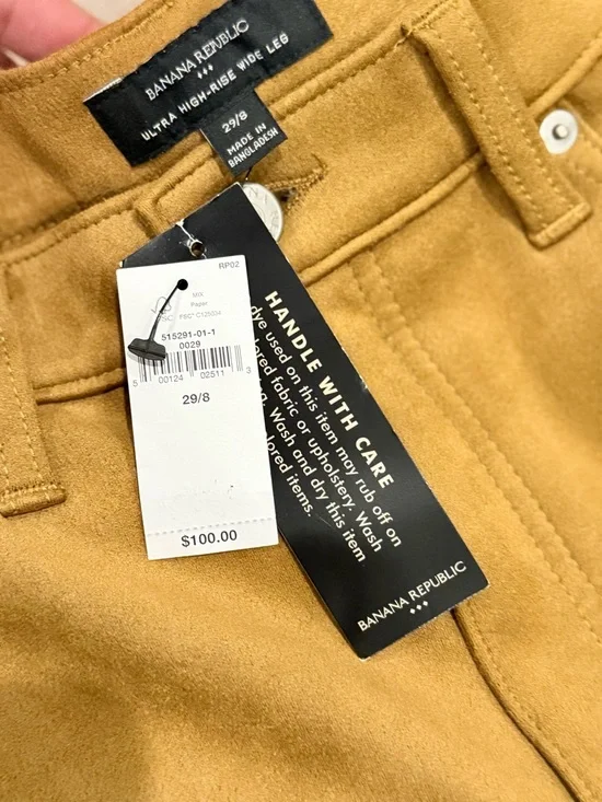 Banana Republic Women’s Ultra High Rise Wide-Leg Suede Pants in Camel Size 28 - Picture 5 of 12